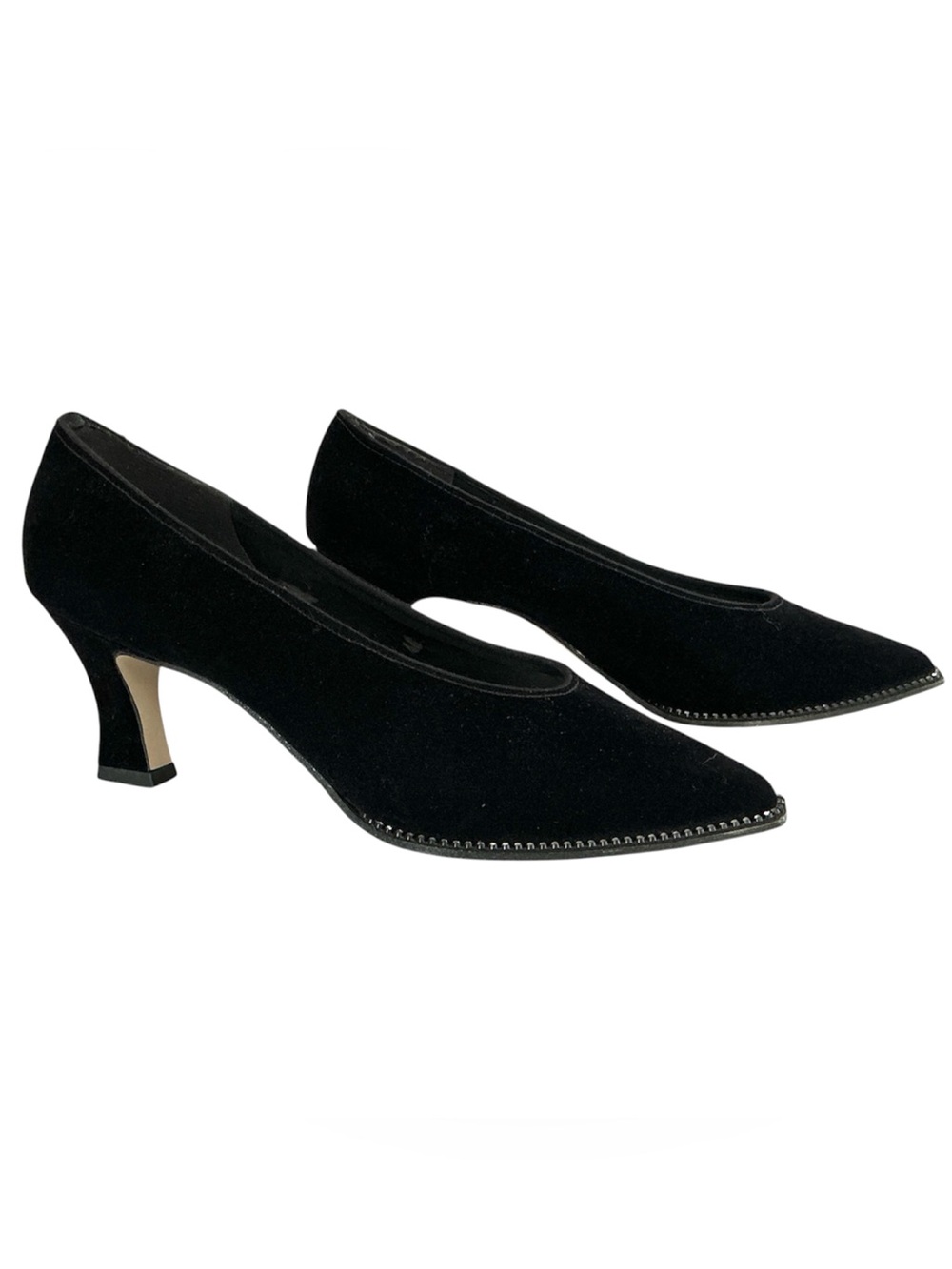 Vintage Fiori Di Lusso Women’s Suede Evening Pumps w Rhinestones 10, 3” Heel